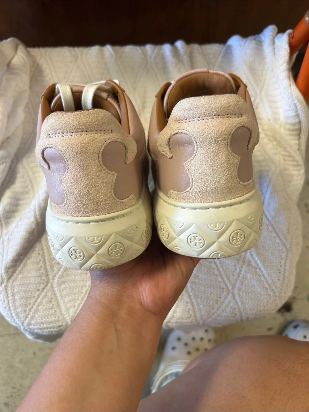 Tory Burch Blush Leather Platform Sneakers